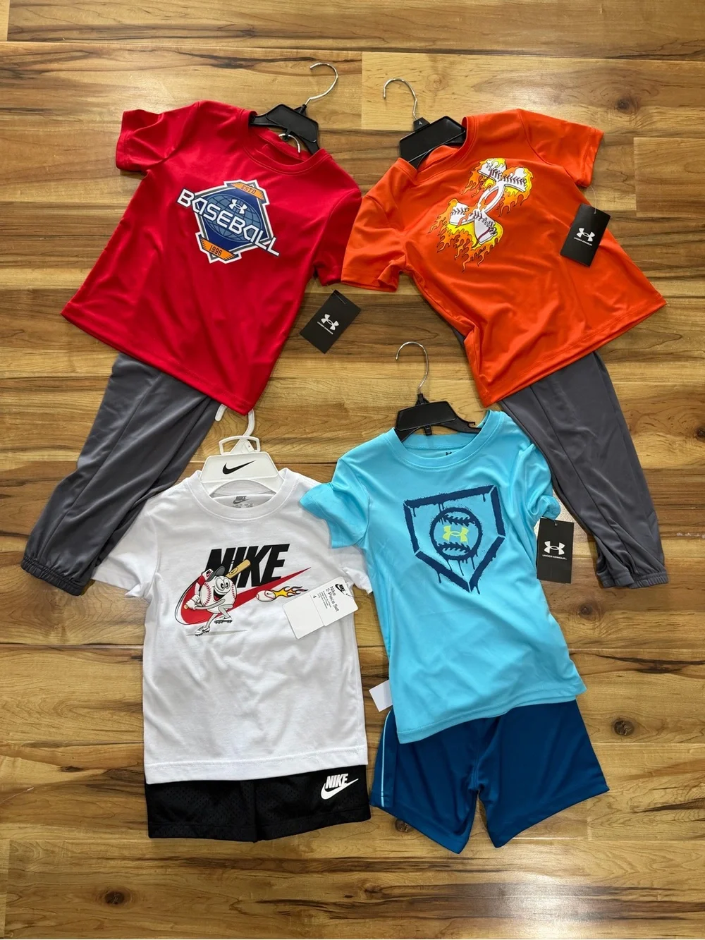 Under Armour & Nike Boys Size 4 Baseball Sets Bundle, New
